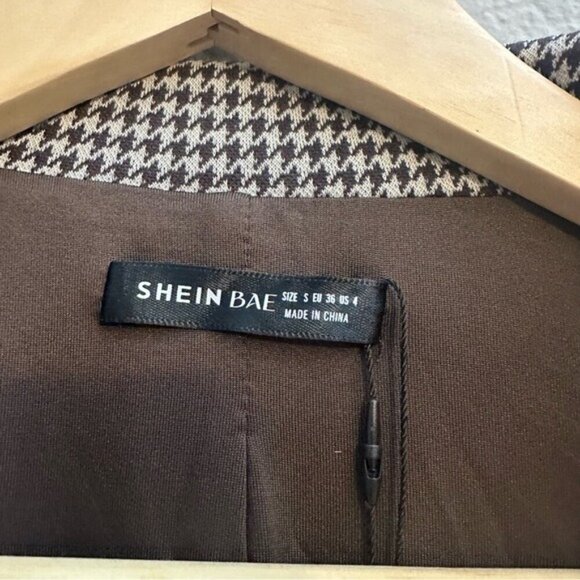 Shein Bae Black and Ivory Houndstooth Oversized Women's Blazer Size Small - Picture 5 of 8